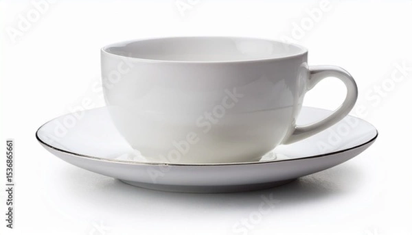 Fototapeta empty white cup isolated on white background. AI Generate