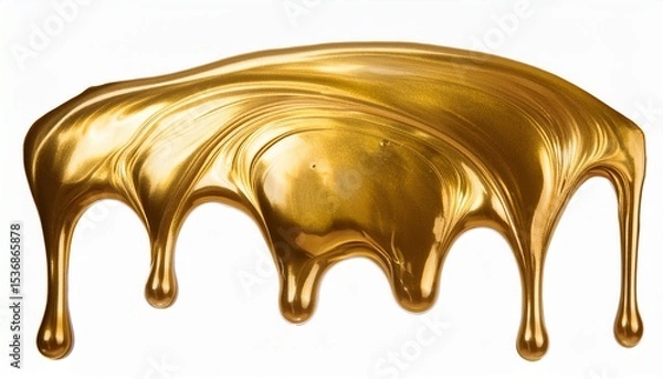 Fototapeta gold melt dripping isolated on white background. AI Generate