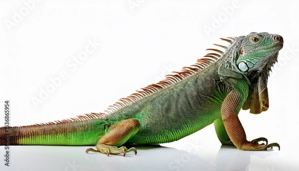 Fototapeta green iguana isolated on white background. AI Generate