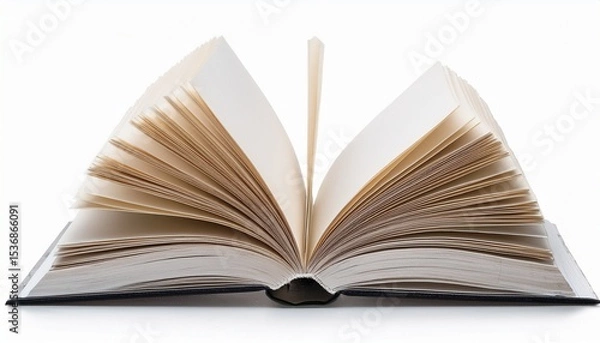 Fototapeta open book with blank pages isolated on white background. AI Generate