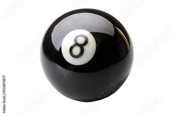 Fototapeta Shiny Black Eight Ball Billiards Pool Ball Number Eight White Number Eight Ball Isolated on a Transparent Background