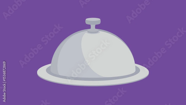Fototapeta Restaurant cloche with lid isolated on purple background. Vector illustration
