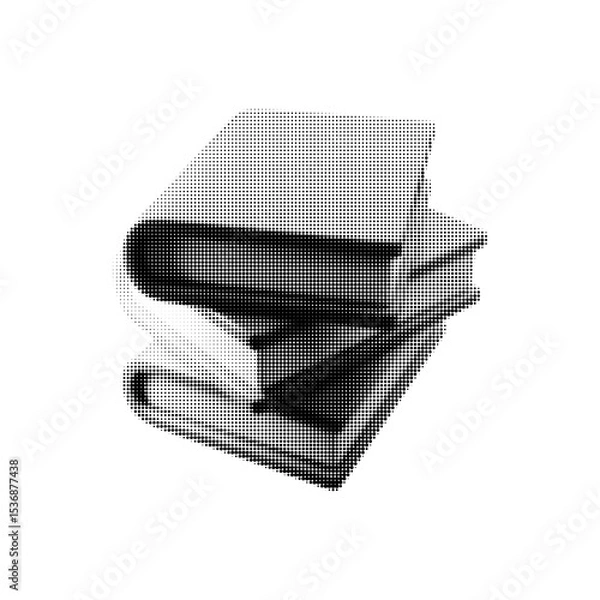 Obraz Halftone stack of books vector illustration, perfect for education, literature, and retro design themes. Stylish and versatile for digital and print projects.