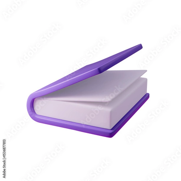 Obraz 3d Purple book vector illustration, capturing knowledge and education. Perfect for e-learning, publishing, and academic themes. Colorful, modern design ideal for digital projects and print.