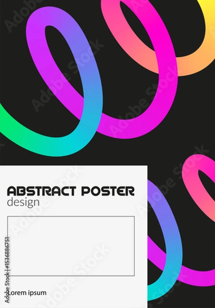 Fototapeta Modern minimalist poster with abstract vibrant rainbow gradient colors lines.