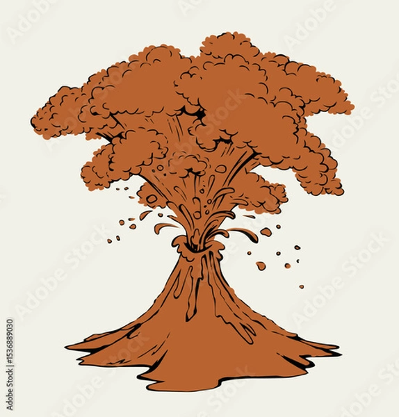 Obraz A smoking volcano eruption. Vector drawing