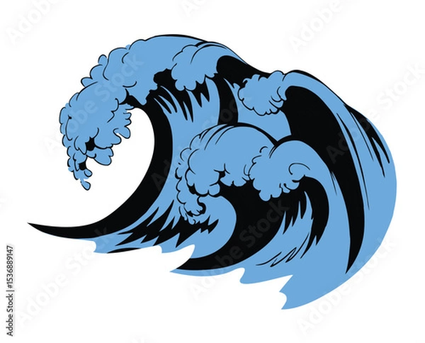 Obraz A big wave. Vector tsunami drawing