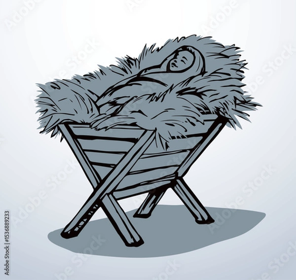 Obraz Newborn baby Jesus. Vector drawing