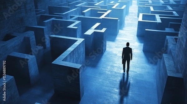 Obraz Businessman navigating a dark maze
