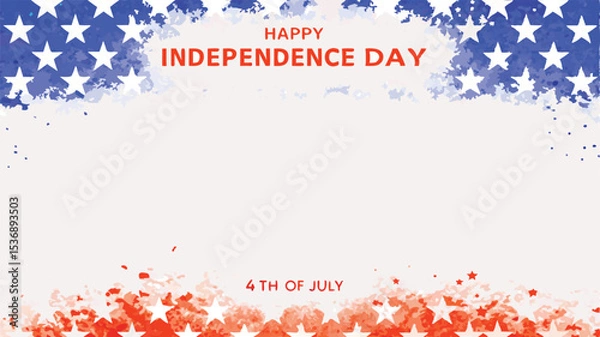 Fototapeta Happy independence day background with a blue and white stars pattern and red and white stars pattern, copy space