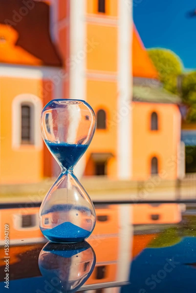Obraz Hourglass landscape shot with a church in the background at Rainding, Haarbach, Passau, Bavaria, Germany