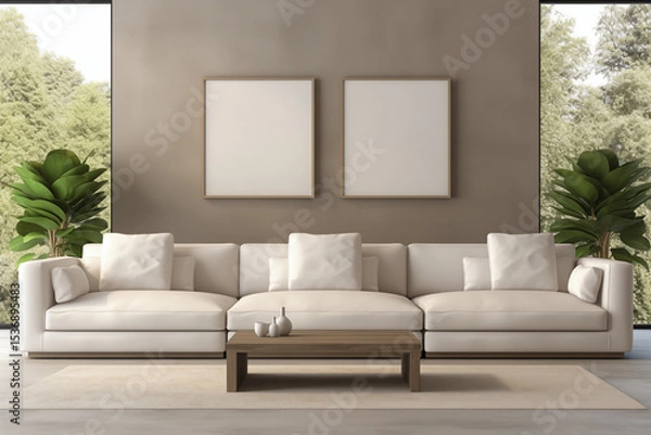Fototapeta Contemporary Home Decor Mockup Scene. 3D render