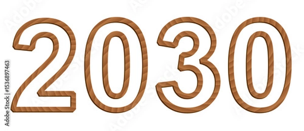 Obraz Vector digits isolated on white background. Set of three-dimensional numerals with texture of wood