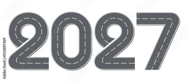 Obraz Figures of the new year in the form of a road. Vector drawing