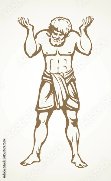 Obraz Atlas keeps the earth on their shoulders. Vector drawing icon