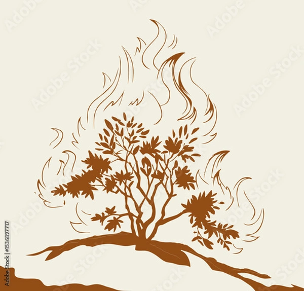 Obraz Burning bush. Vector drawing icon