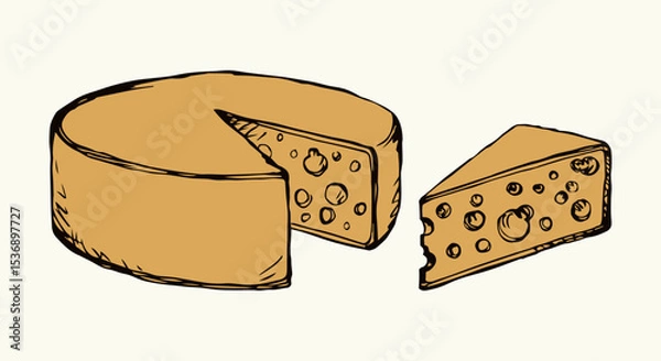 Obraz A slice of Dutch cheese. Vector drawing