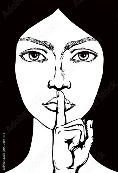Obraz The finger shows quietly. Vector drawing