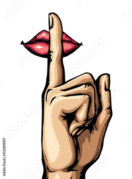 Obraz The finger shows quietly. Vector drawing