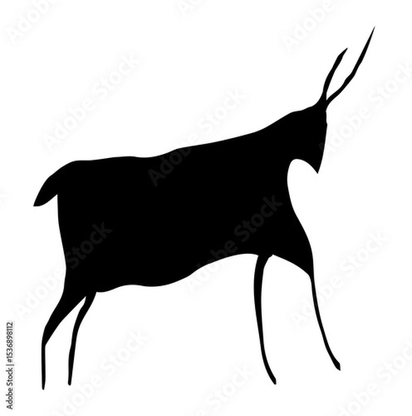 Obraz Primitive rock painting. Vector drawing