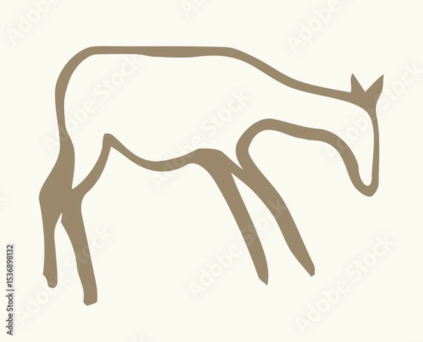 Obraz Primitive rock painting. Vector drawing
