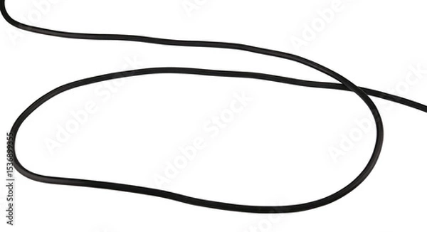 Obraz Black electric wire cable isolated on a transparent background. Full depth of field. PNG.