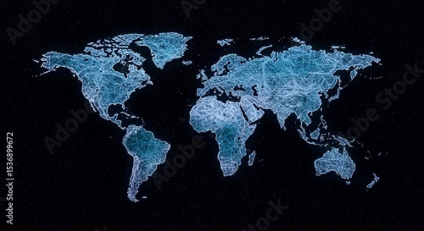 Fototapeta Global Network: A Digital World Map