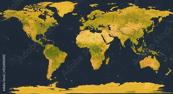 Obraz Global Topography: A Detailed World Map
