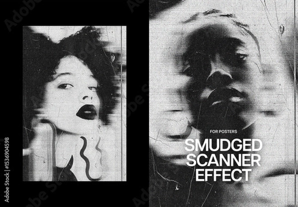 Fototapeta Bad Smudged Scan Poster Photo Effect Mockup