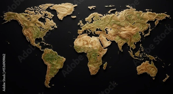 Obraz Global Topography: A Textured World Map