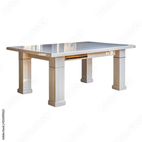 Fototapeta Elegant White Dining Table with Smooth Surface and Sturdy Legs Perfect for Modern and Classic Interiors transparent background
