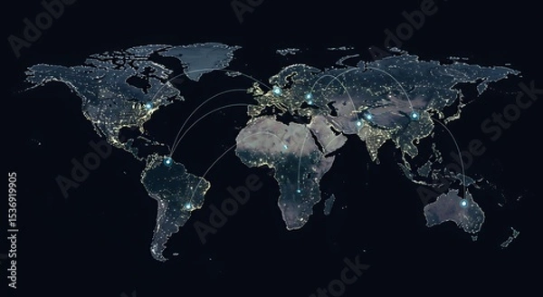 Obraz Global Network Connections: A Visualization of Worldwide Interconnectivity