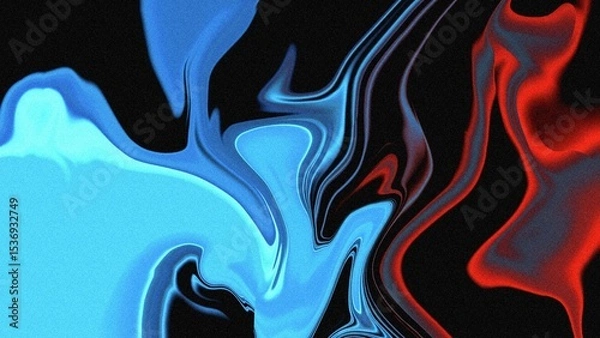 Fototapeta abstract liquid wave background with blue red colors grainy noise blur effect