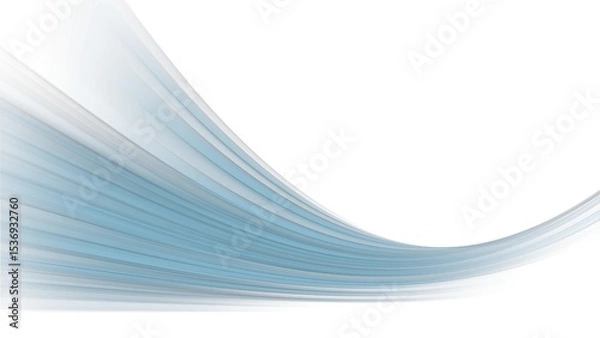 Fototapeta Elegant abstract light blue wave flowing across a clean white background, creating a blur modern, minimal, and dynamic visual perfect for design or presentation use with copy space
