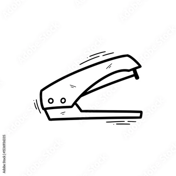 Fototapeta Hand Drawn Stapler Illustration. Doodle Vector. Isolated on White Background - EPS 10 Vector