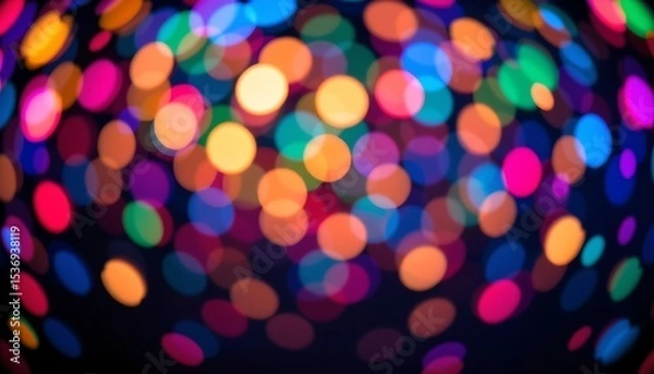 Fototapeta a close up photograph of vibrant disco balls with numerous colors, creating an abstract bokeh effect against a dark background