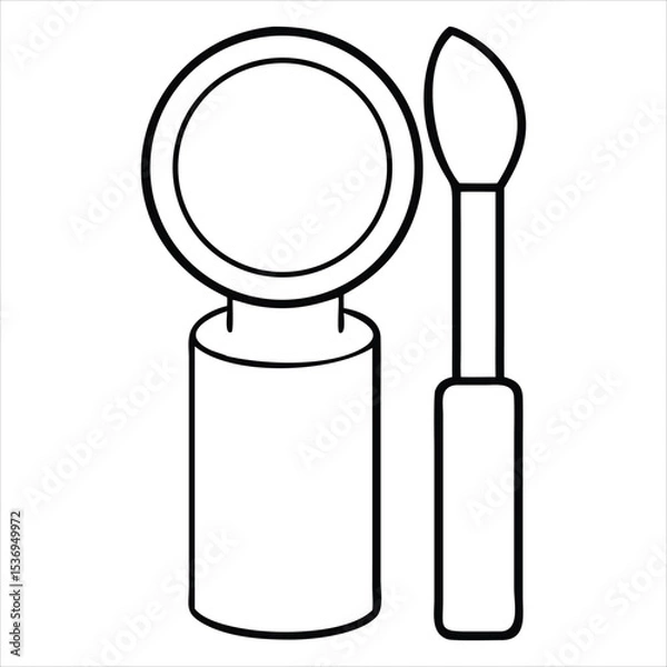 Obraz Cosmetic pot with applicator brush isolated on white background