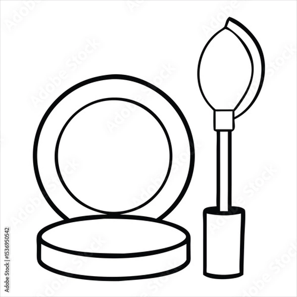 Obraz Cosmetic pot and applicator icon isolated on white background