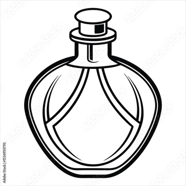 Obraz Elegant perfume bottle line art isolated on white background