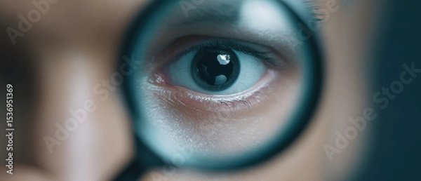 Obraz Close up of human eye magnified by lens, showing detailed features and texture