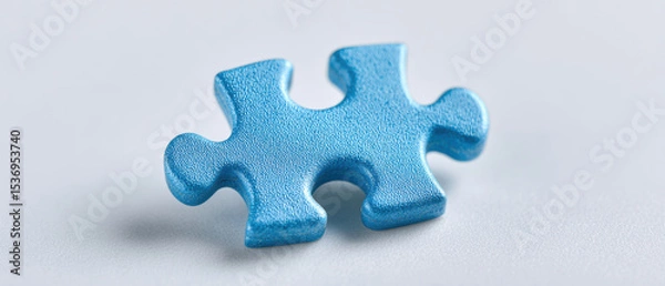 Obraz Single blue puzzle piece on light background, symbolizing problem solving and creativity