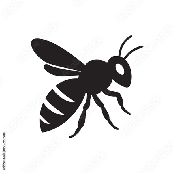 Fototapeta Minimalist Silhouette of a Flying Bee in Side View