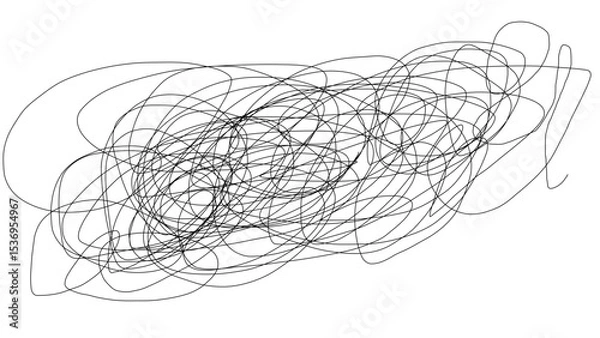 Obraz Chaotic scribble doodle, random tangled lines, hand-drawn sketch of pencil

