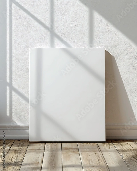 Fototapeta Minimalist Canvas Leaning Against a Wall with Natural Shadows