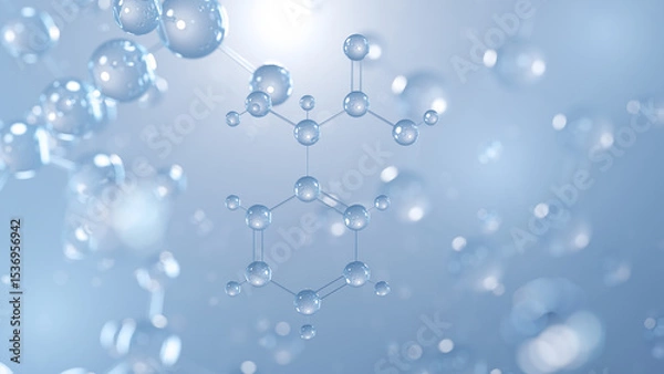 Fototapeta mandelic acid molecular structure 3d, aromatic alpha hydroxy acid structural chemical formula view from a microscope
