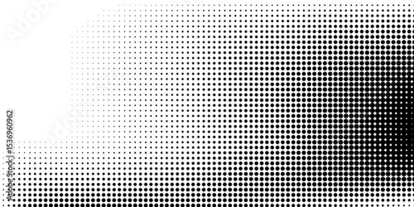 Fototapeta Dotted halftone gradient texture. Fading polka dot background. Repeated dots gradation pattern. Black vanishing comic pop art overlay backdrop. Halftone raster effect wallpaper. Vector