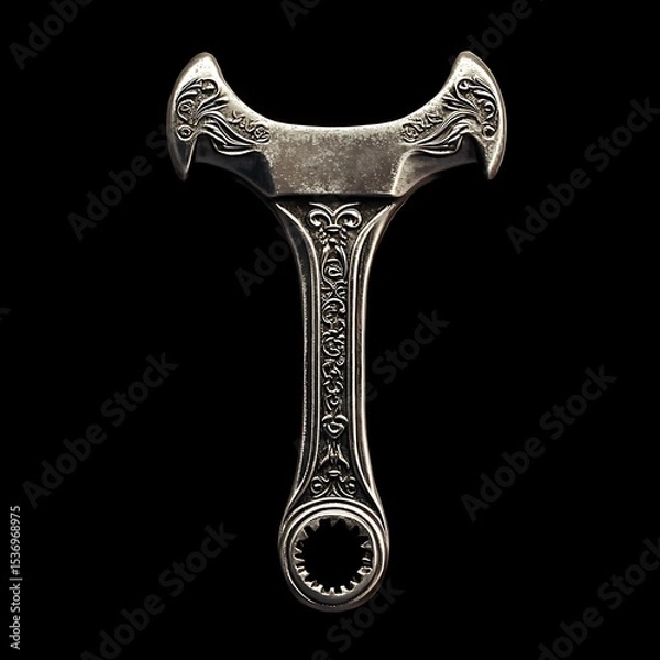 Fototapeta Spanner on a black background.