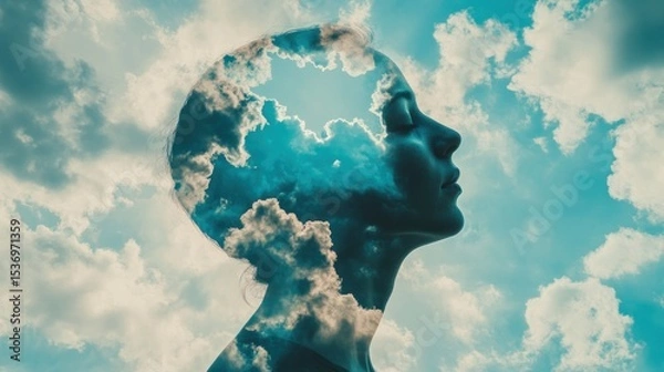 Obraz Woman's head, clouds, sky