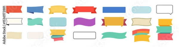 Fototapeta Flat Ribbon Banners Set. Vector Ribbon Banners. Ribbon. Banner