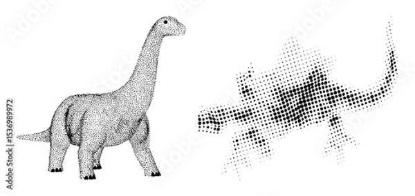Obraz Vector Dinosaur and Dissolving Reptile